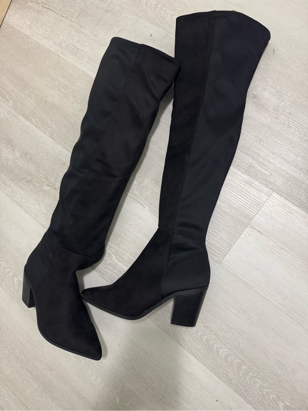 Women's Black Over-the-Knee Block Heel Boots